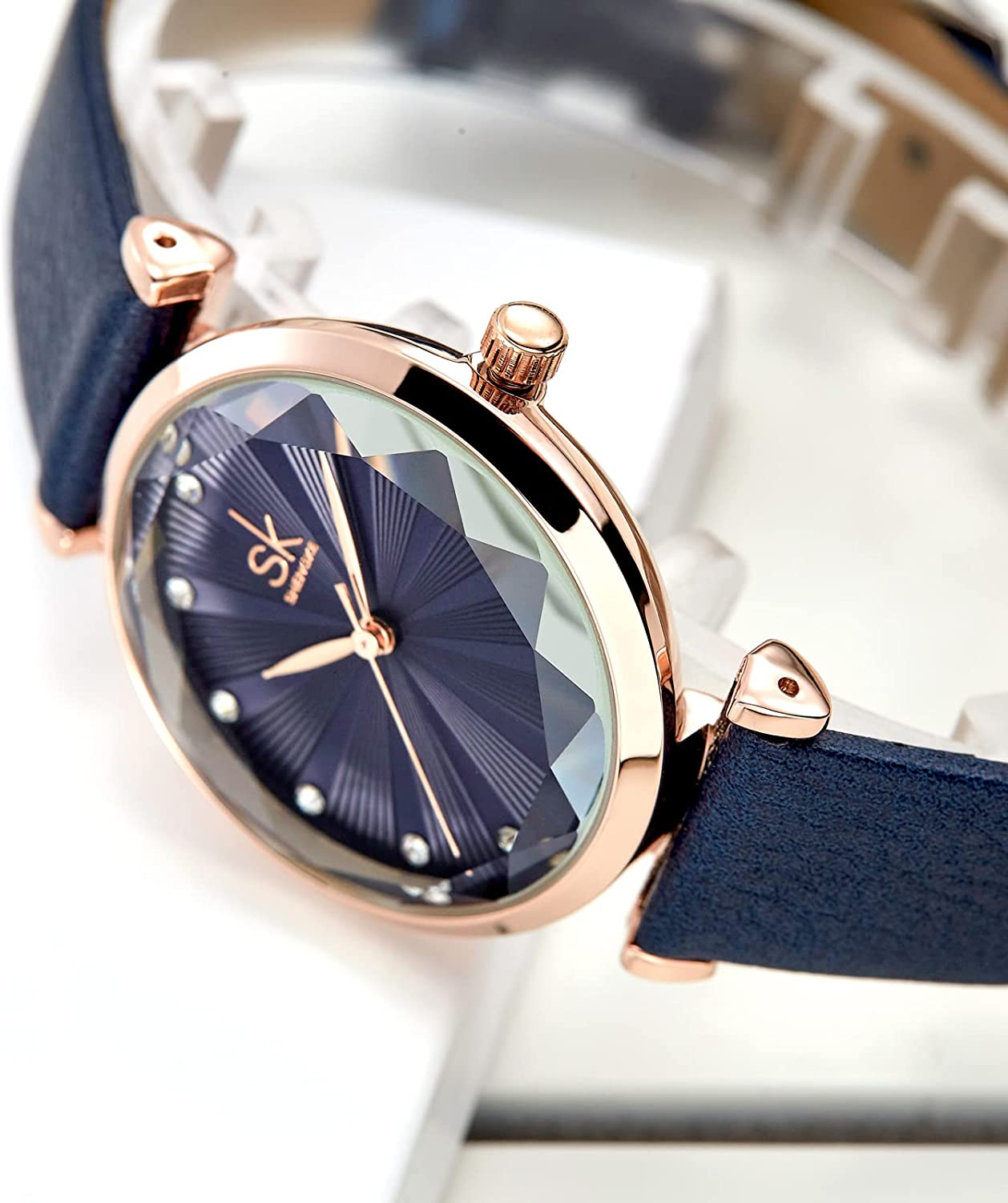 SHENGKE Watches for Women Wrist for Women Quartz Leather Strap Minimalist Formal Casual Women Watch Waterproof Black Ladies Watches with Gift Box - Image 3
